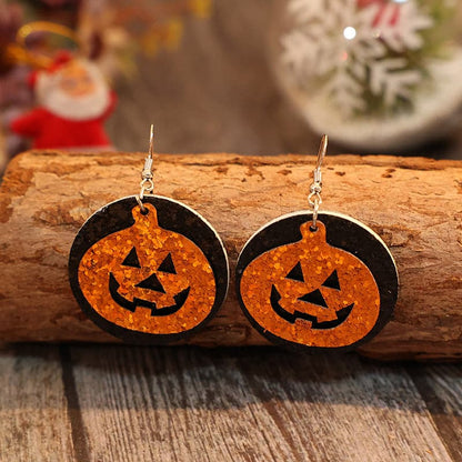 PU Leather Pumpkin Earrings.