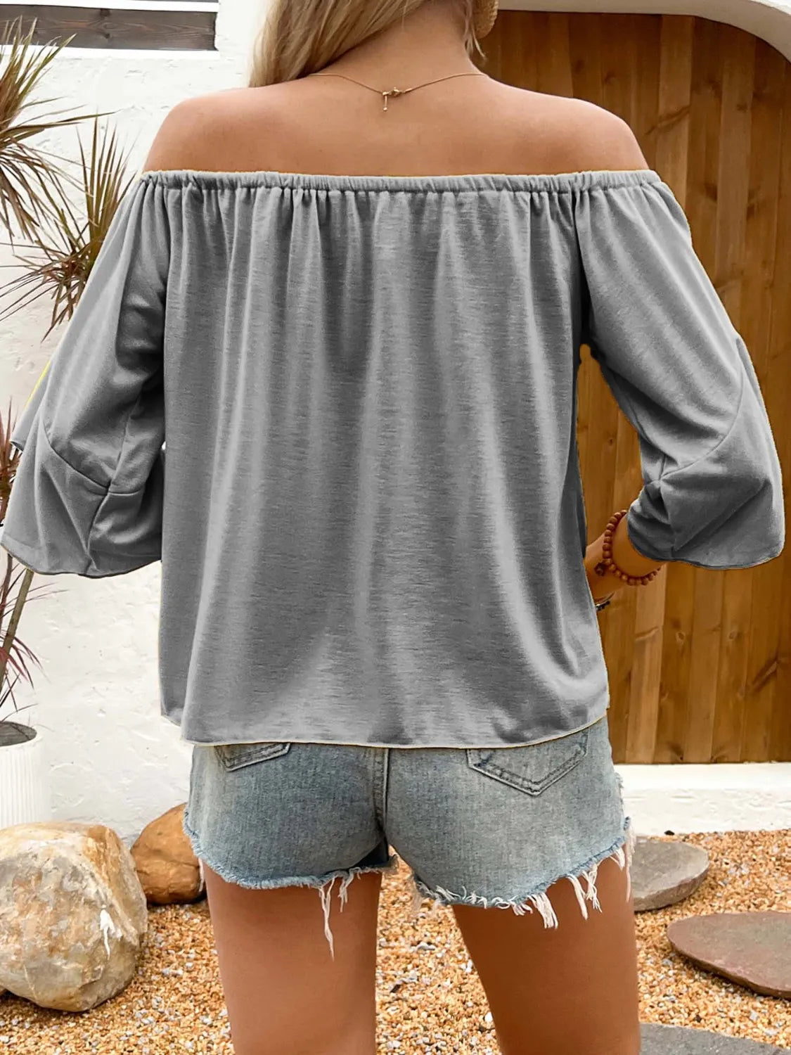 Sunset Breeze Off-Shoulder Tie Front Top