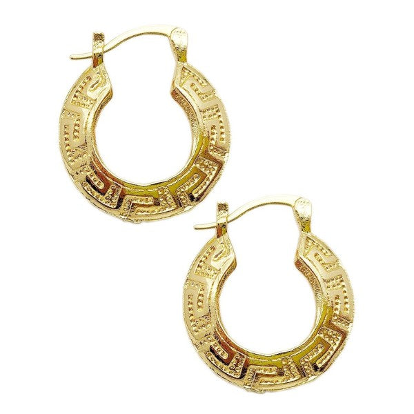 Gold Dip Indian Greek Key Hoop Earrings Coco’s Tee Boutique