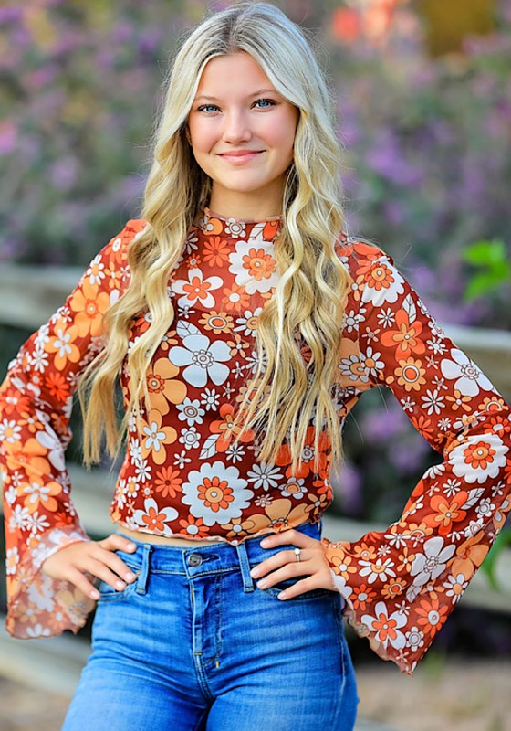 Mesh cropped printed top Miss Sparkling