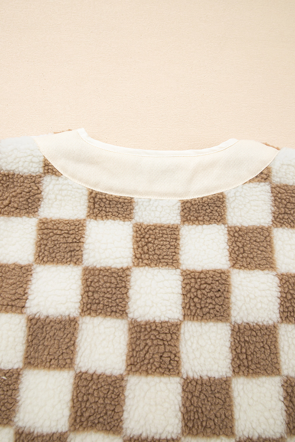 Brown Checkered Sherpa Buttoned Front Chunky Jacket Dear-Lover Dropshipping