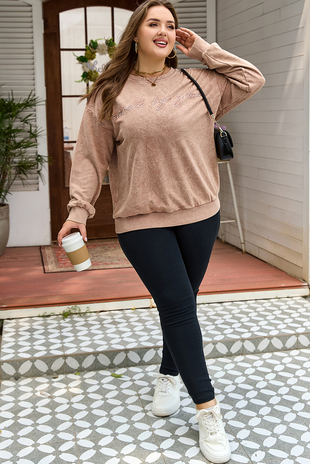 Dune Saved by Grace Embroidered Mineral Wash Sweatshirt Dear-Lover Dropshipping