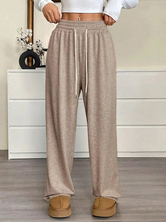 Casual Drawstring Waist Wide Leg Pants Simply Love