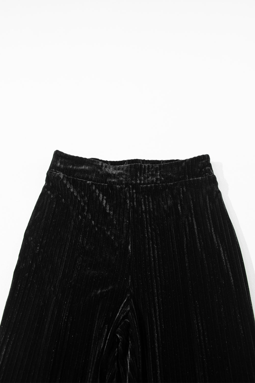 Chic black high-waist corduroy flare pants