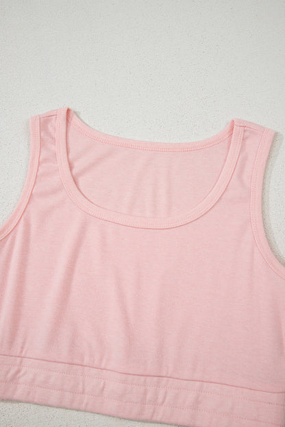 Light Pink 3 Pcs Crop Tank Top Shorts with Cardigan Set