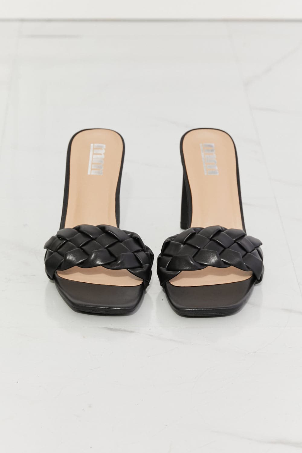 MMShoes Top of the World Braided Block Heel Sandals in Black.