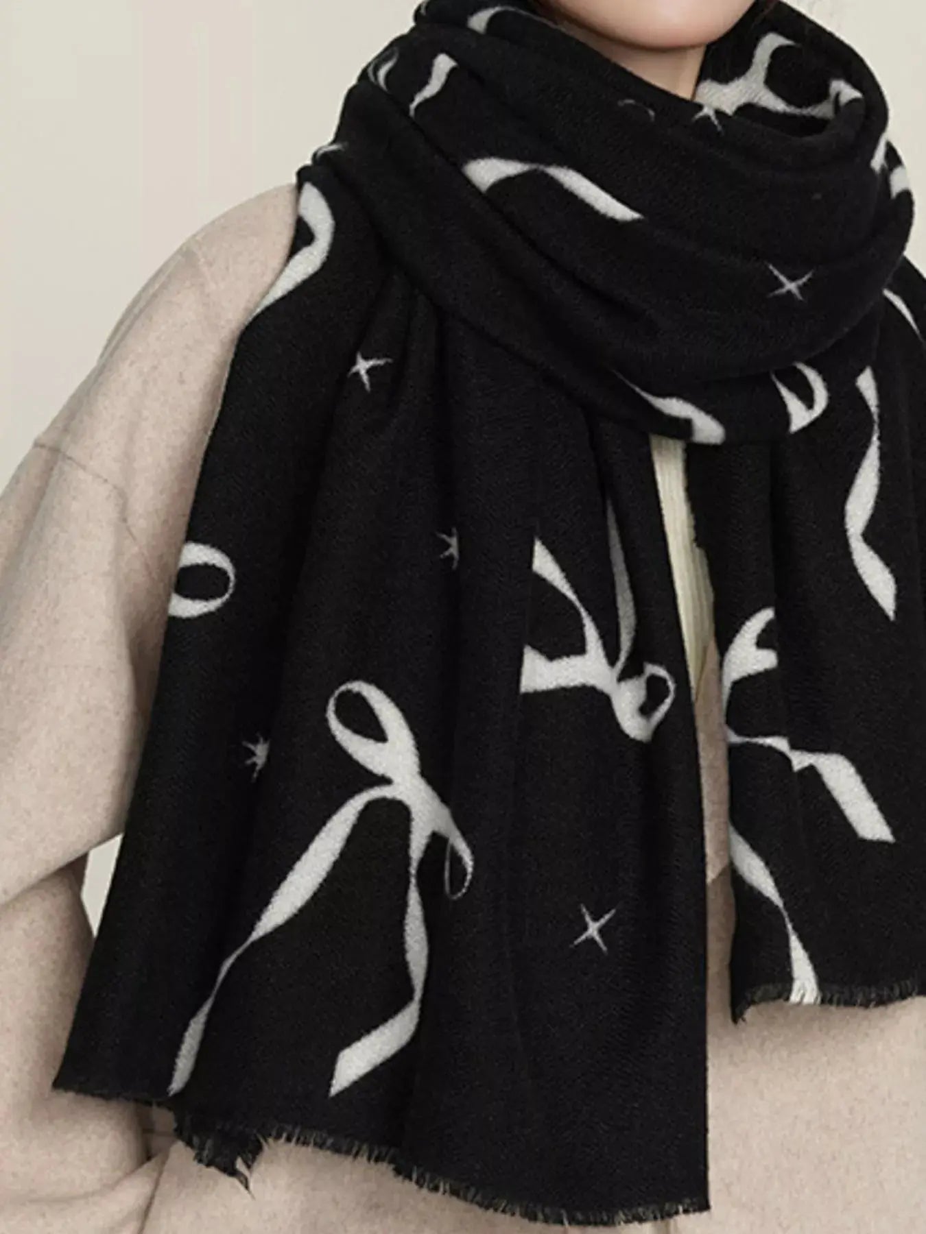 Bow Print Lightweight Scarf Simply Love
