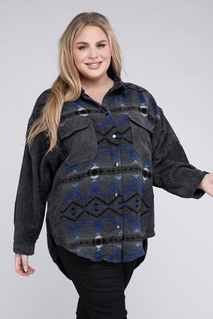 Plus Printed Long Sleeve Jacket