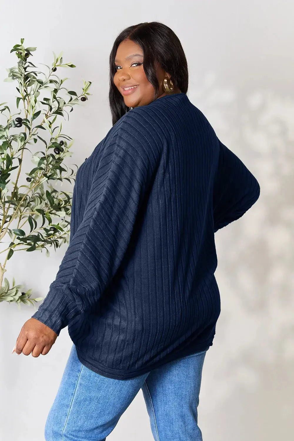 Basic Bae Full Size Ribbed Cocoon Cardigan - Love Salve