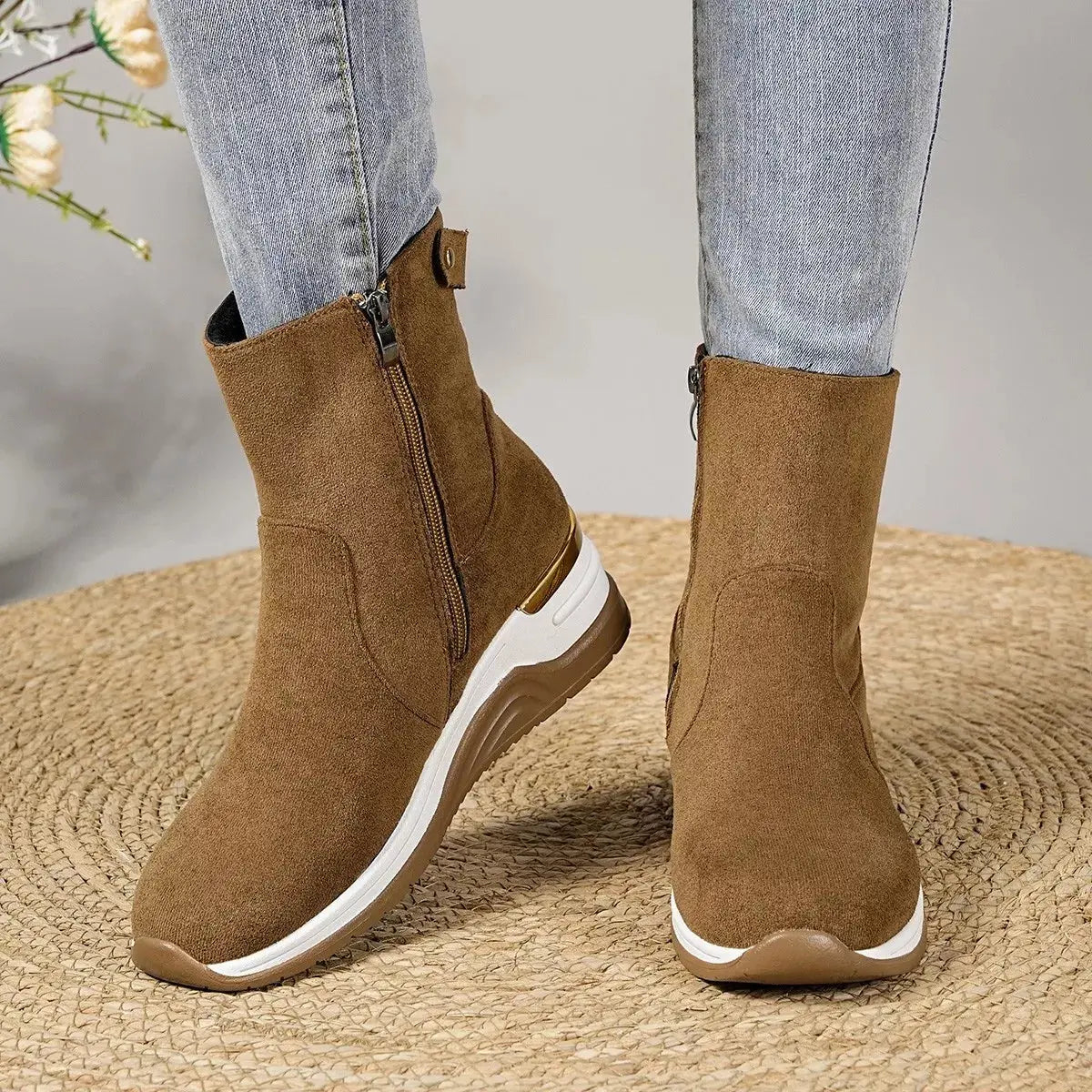 Suede Ankle Boots with Wedge Heel Simply Love