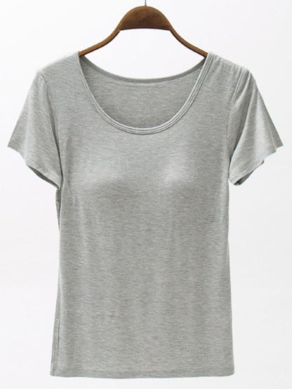 Round Neck Modal T-Shirt with Bra.