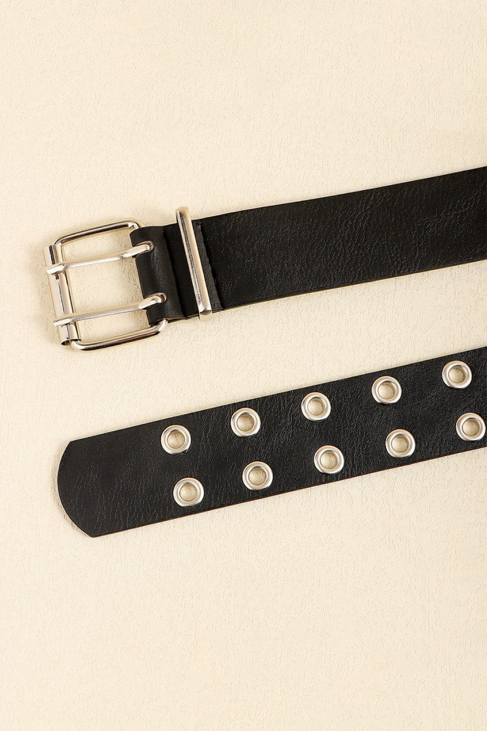 PU Leather Two Row Eyelet Belt.