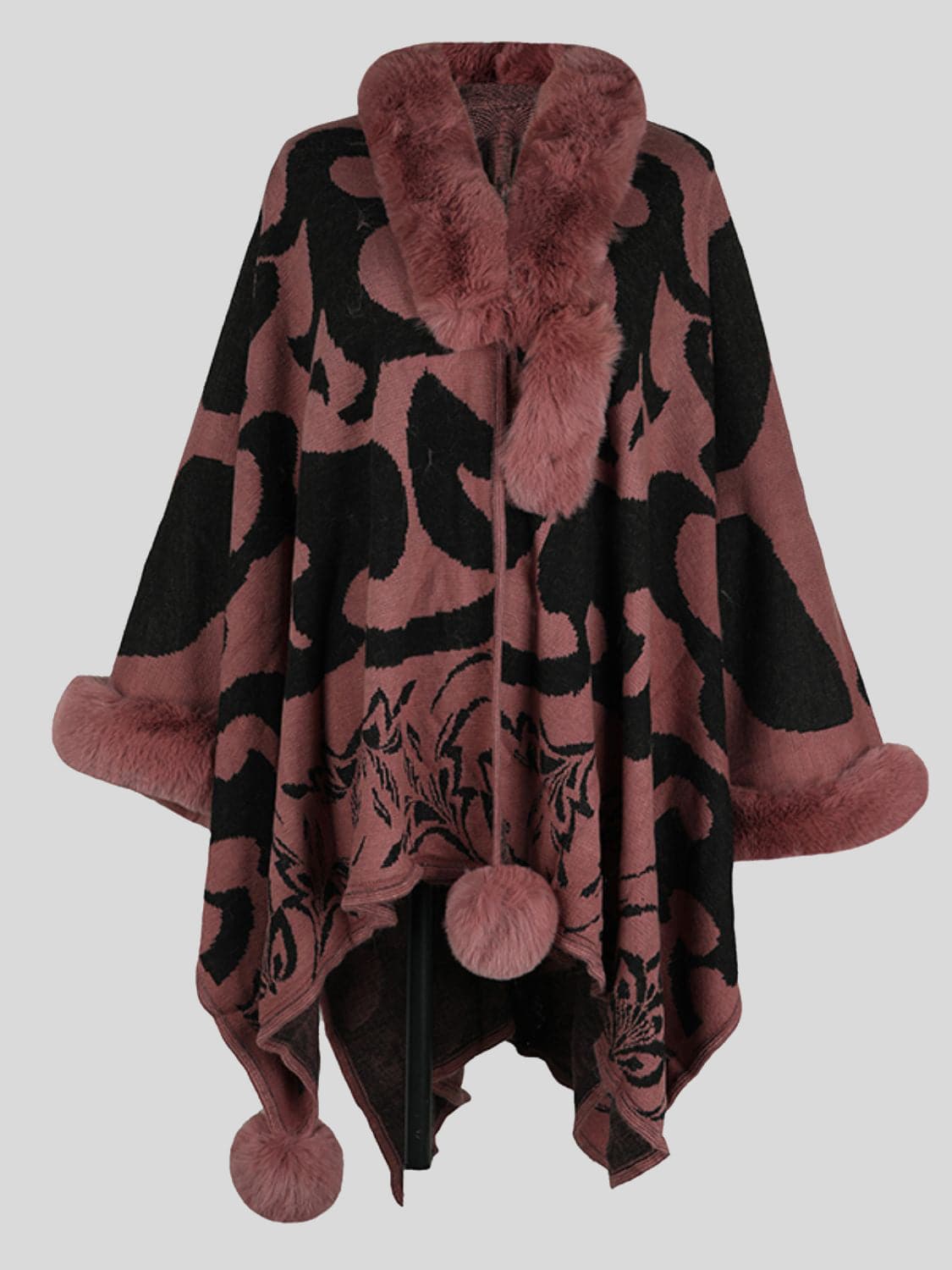 Faux Fur Trim Poncho.