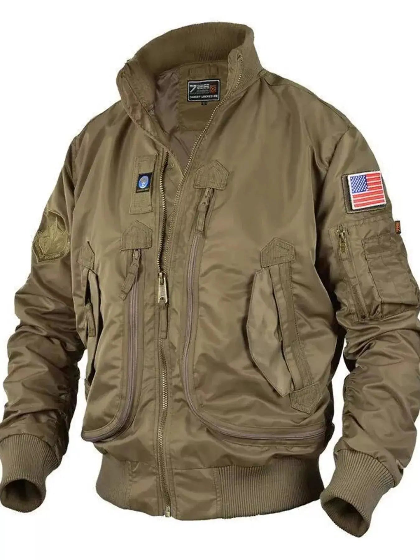 Men's Plus Size Zip Up Bomber Jacket with Multiple Pockets Simply Love