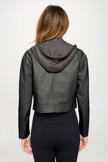 Cropped hooded jacket by coalition LA