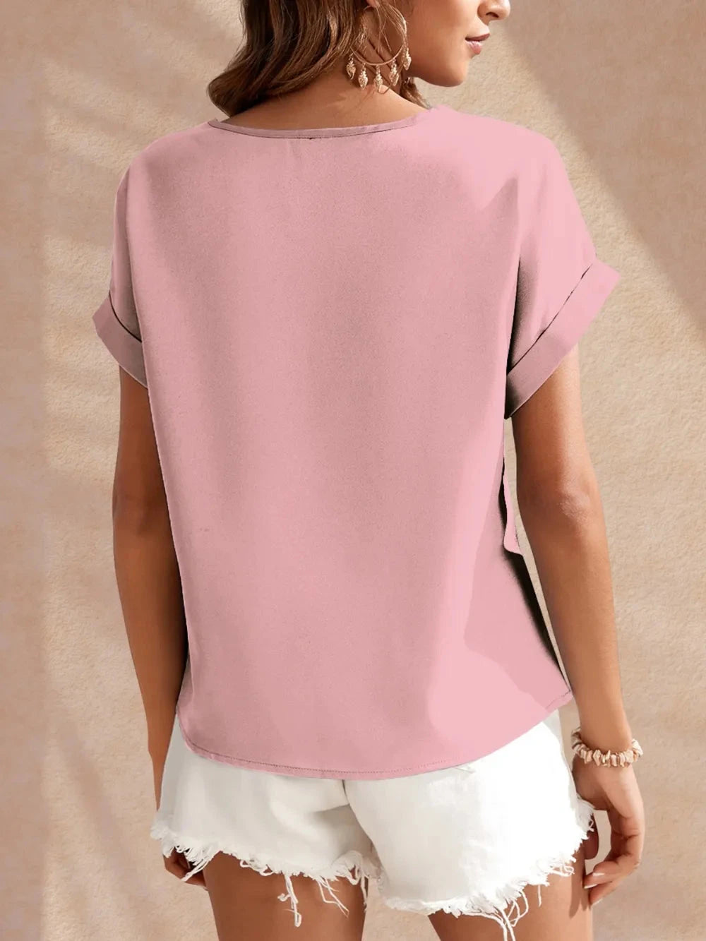 FAM-FAM Round Neck Short Sleeve Blouse Coco’s Tee Boutique