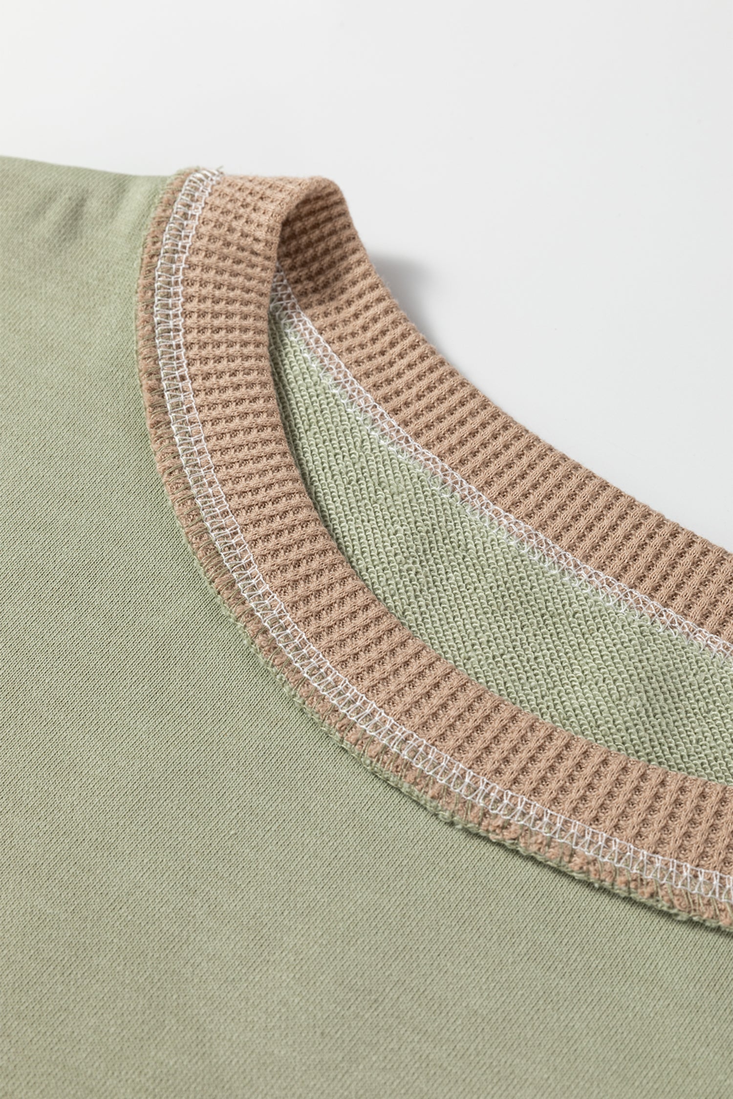 Dear-Lover Green Waffle Sweatshirt Women's Daily Oversized Patchwork Top Casual Fall Dear-Lover Dropshipping