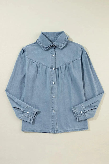 Classic button-up denim shirt with long sleeves