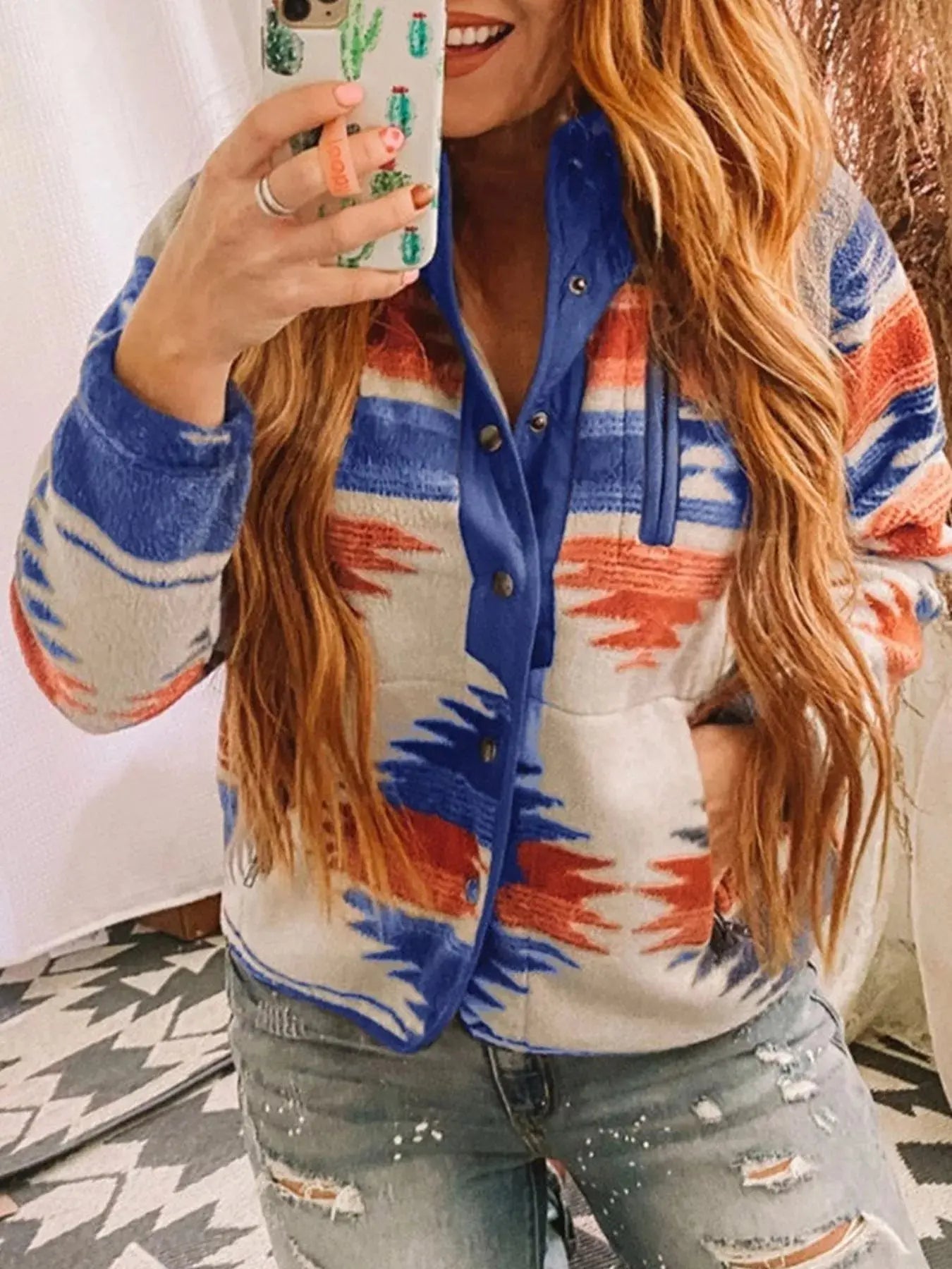 Geometric Snap Down Jacket Simply Love