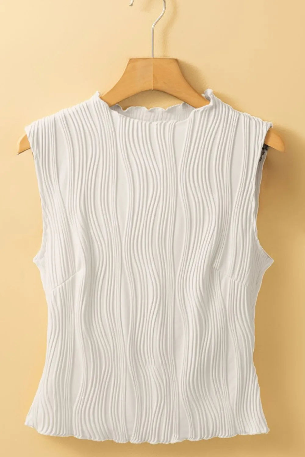 Wavy Textured Mock Neck Tank Simply Love