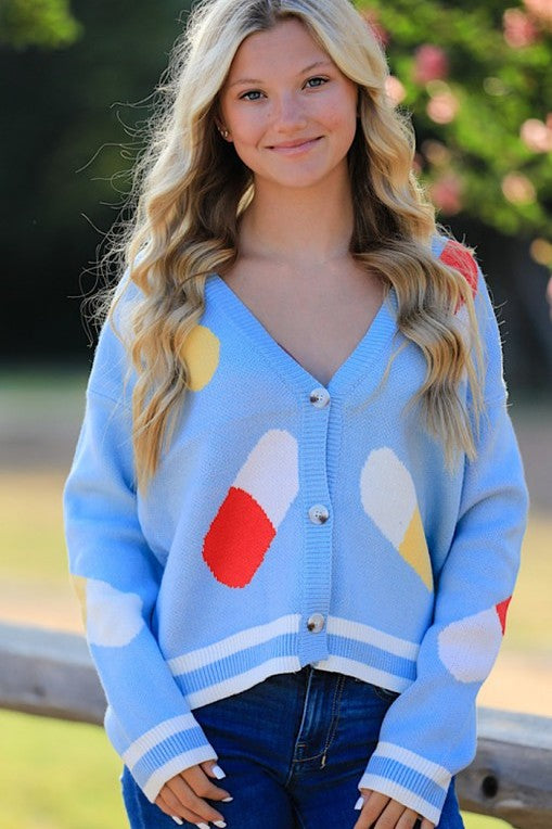 Colorful Capsule Pattern Cardigan Miss Sparkling