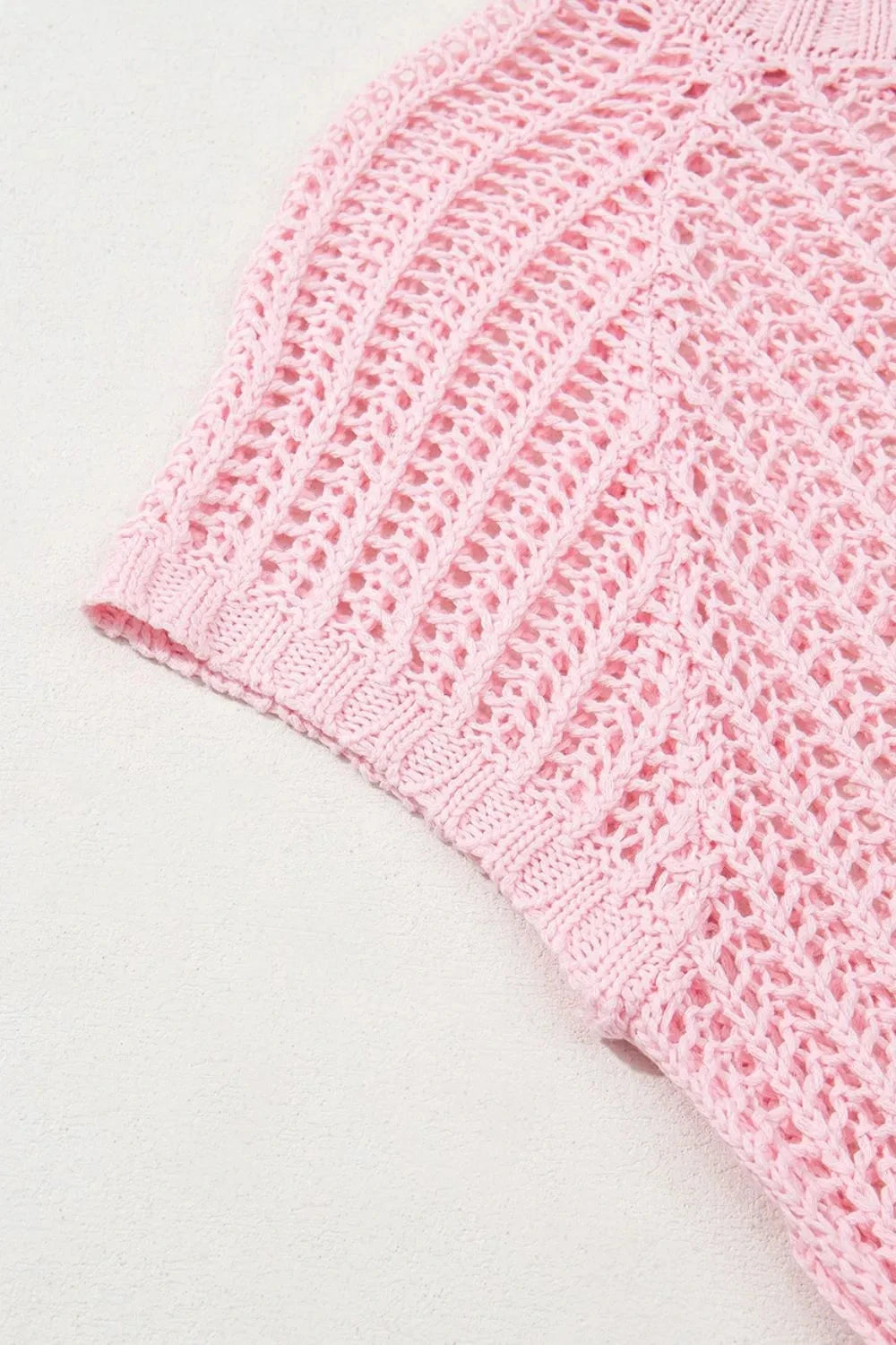 Hollow-out Crochet Side Tied Short Sleeve Knit Cover Up Simply Love