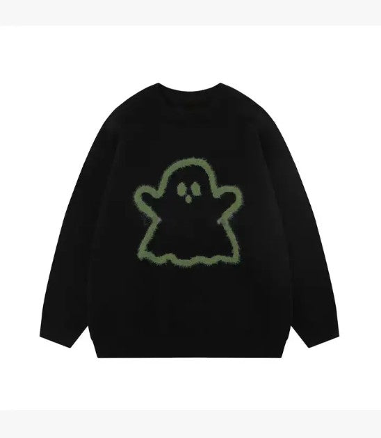 Glow-in-the-Dark Ghost Sweater - Halloween Knit Miss Sparkling