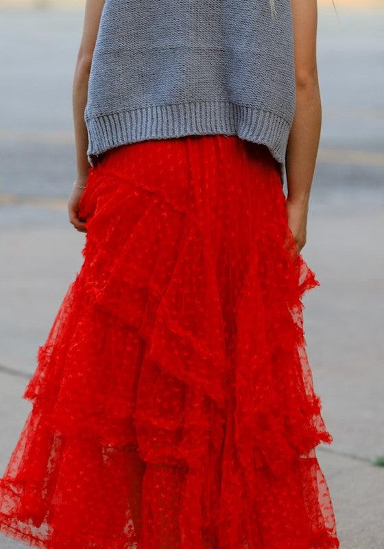 Mesh ruffle maxi skirt Miss Sparkling
