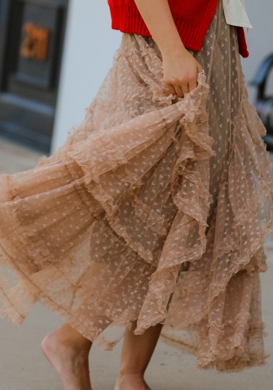Mesh ruffle maxi skirt Miss Sparkling