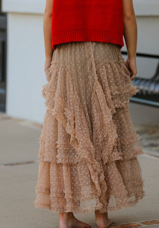 Mesh ruffle maxi skirt Miss Sparkling