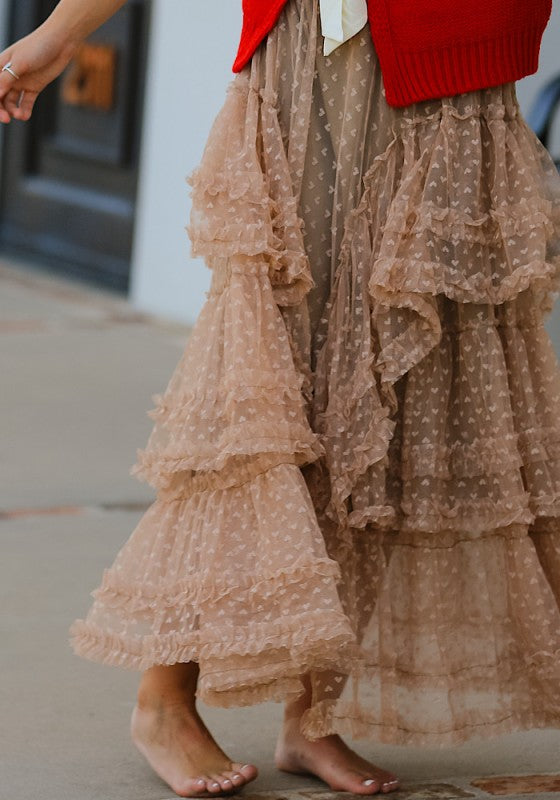 Mesh ruffle maxi skirt Miss Sparkling