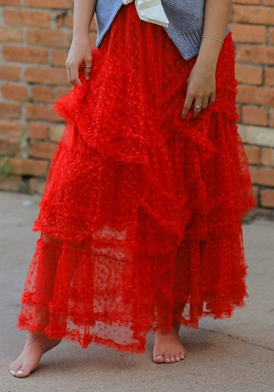 Mesh ruffle maxi skirt Miss Sparkling