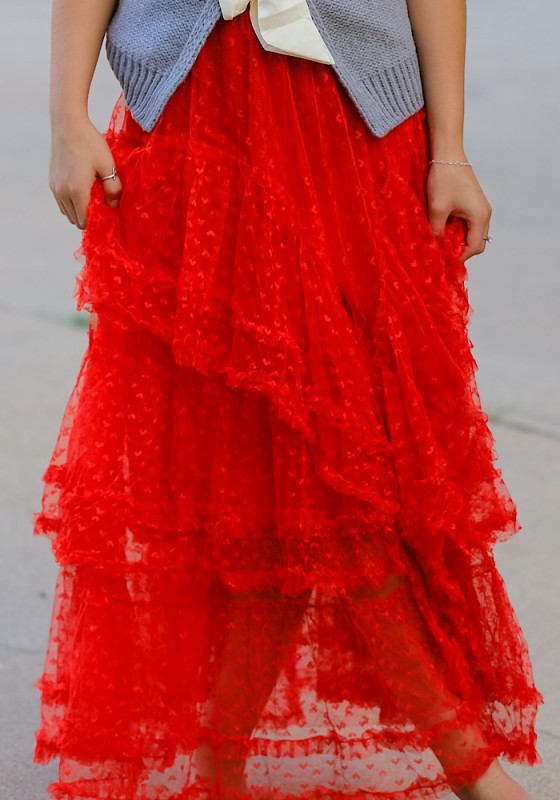 Mesh ruffle maxi skirt Miss Sparkling