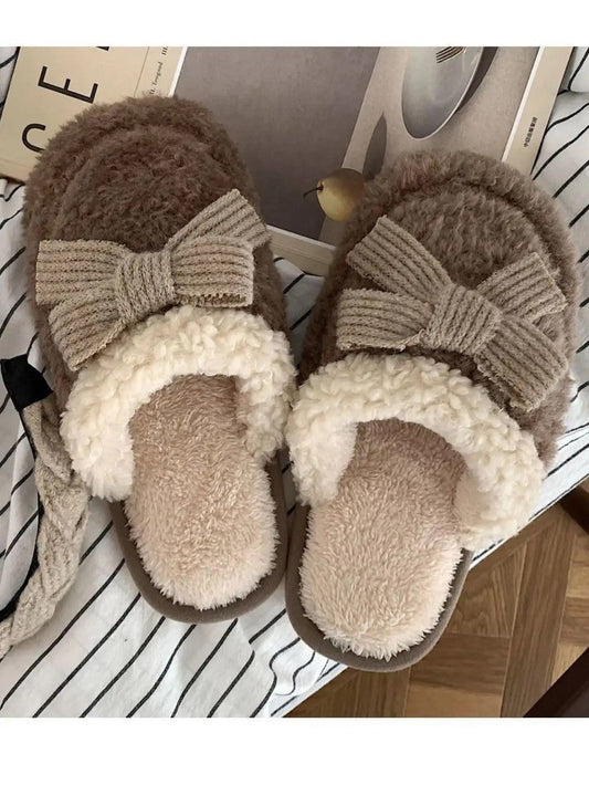 Cozy Knit Bow Slippers Miss Sparkling