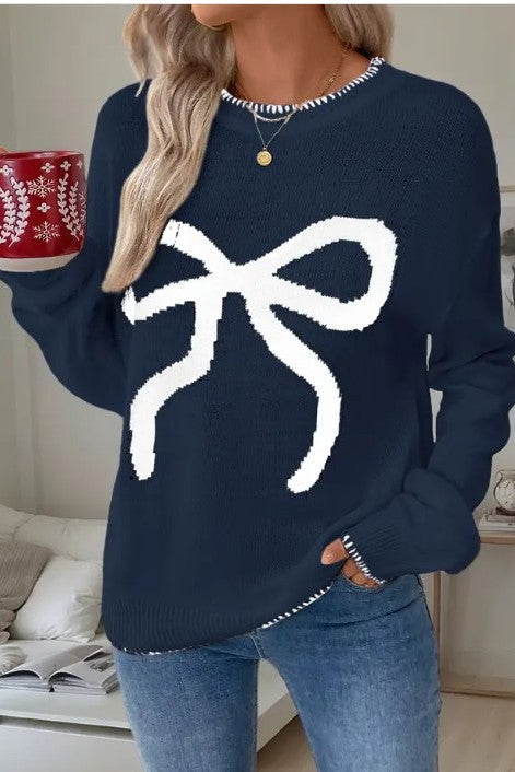 Long Sleeve Crew Neck Knit Sweater Miss Sparkling