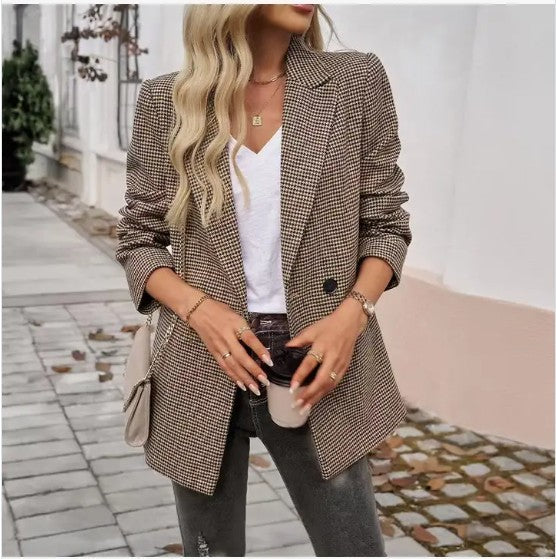 Lapel Buttoned Blazer Miss Sparkling
