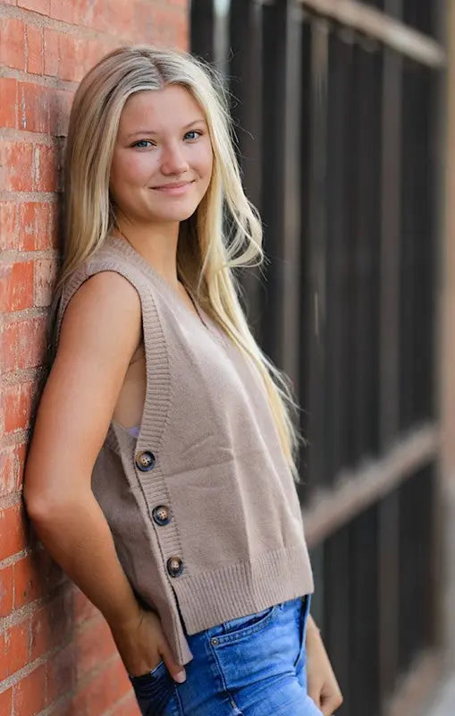 Women's V Neck Knit Vest Sleeveless Tank Top For Spring Fall Asymmetrical Hem Miss Sparkling