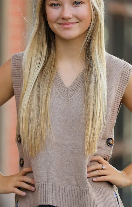 Women's V Neck Knit Vest Sleeveless Tank Top For Spring Fall Asymmetrical Hem Miss Sparkling