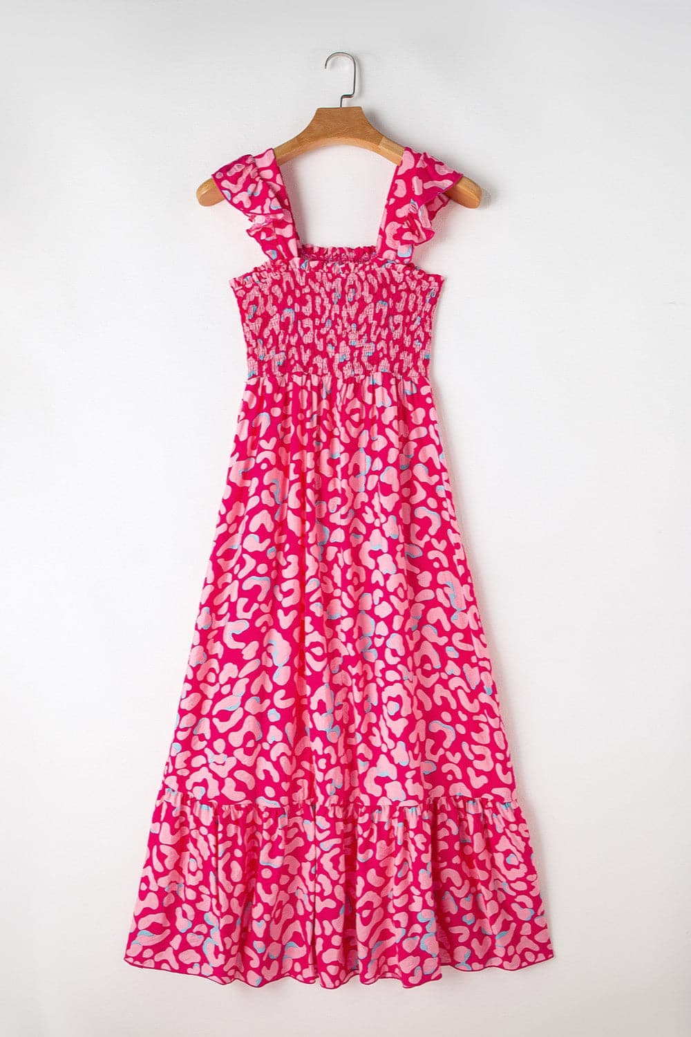 Ruffled Printed Wide Strap Dress.