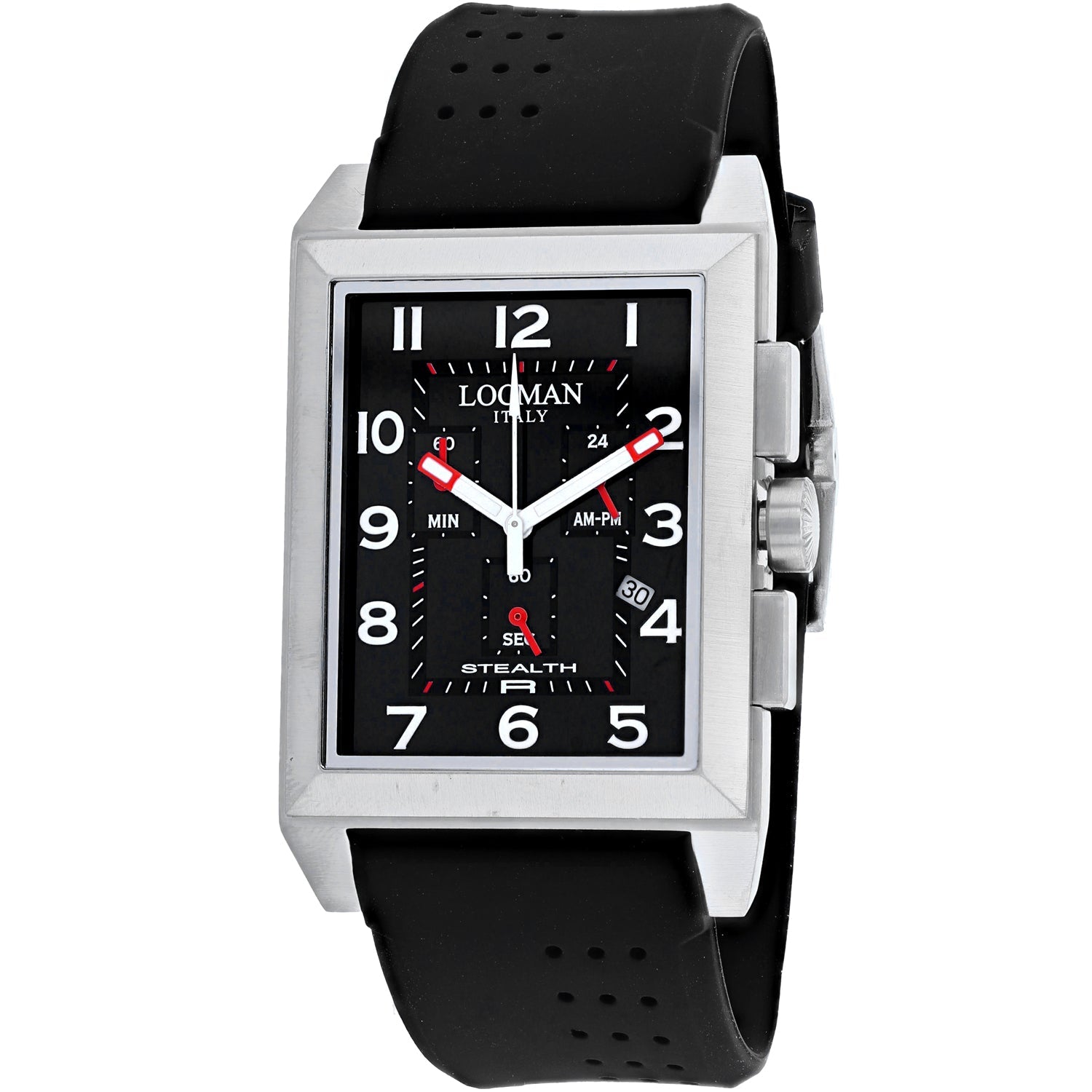 Locman Stealth Titanium Case Rubber Strap Black Dial Quartz Movement Mens Watch
