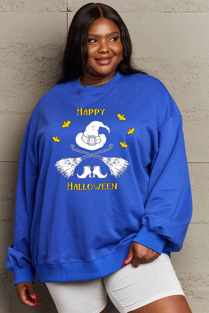 Simply Love Full Size HAPPY HALLOWEEN Graphic Sweatshirt.