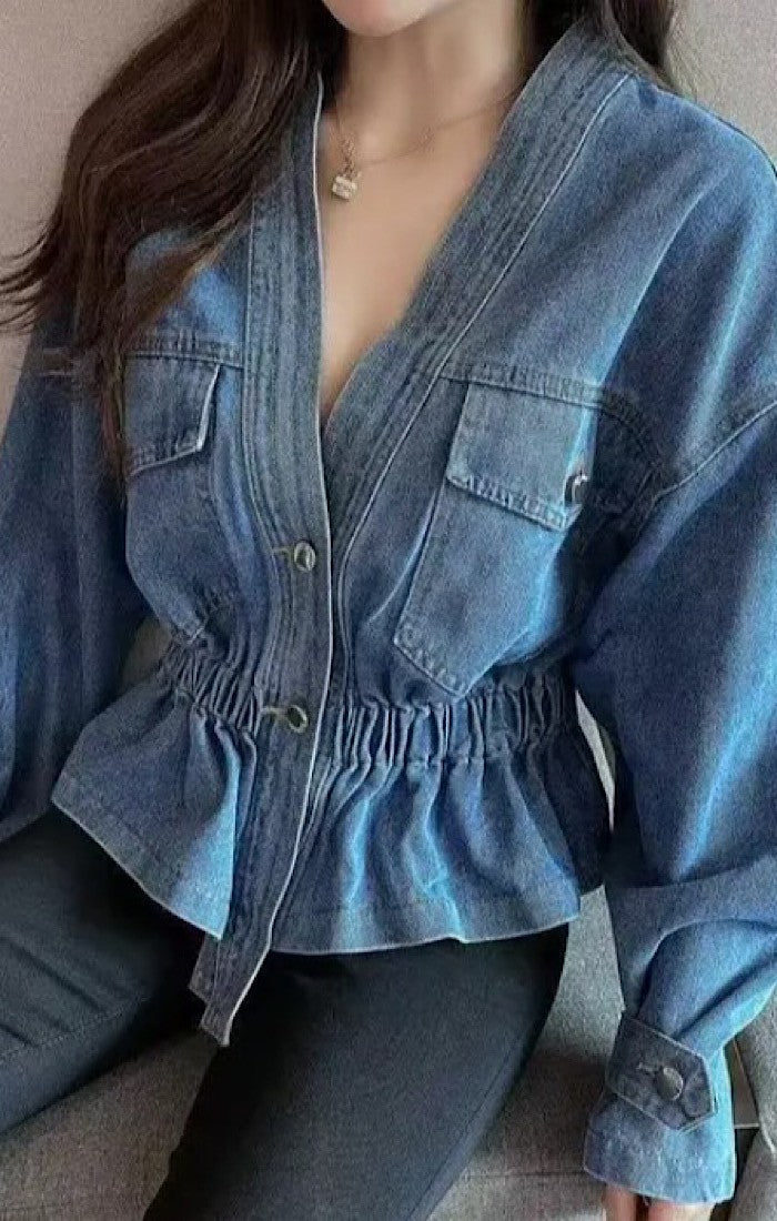 V neck denim jacket Miss Sparkling