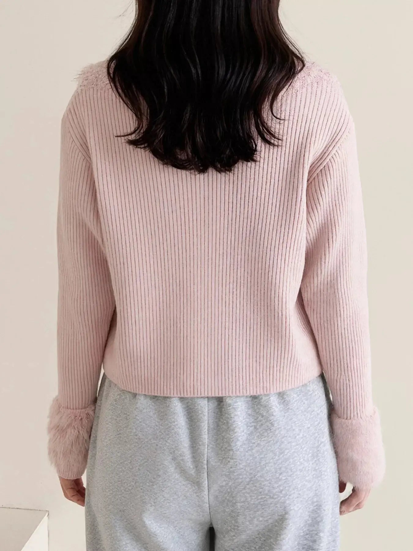 Fluffy Trim Zip-Up Cardigan Simply Love