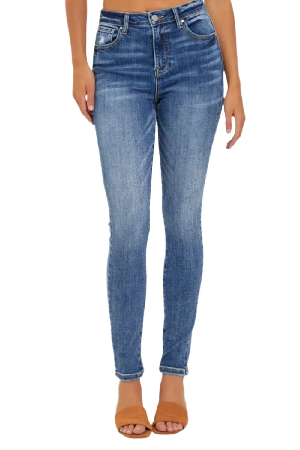 RISEN Full Size Mid Rise Ankle Skinny Jeans.