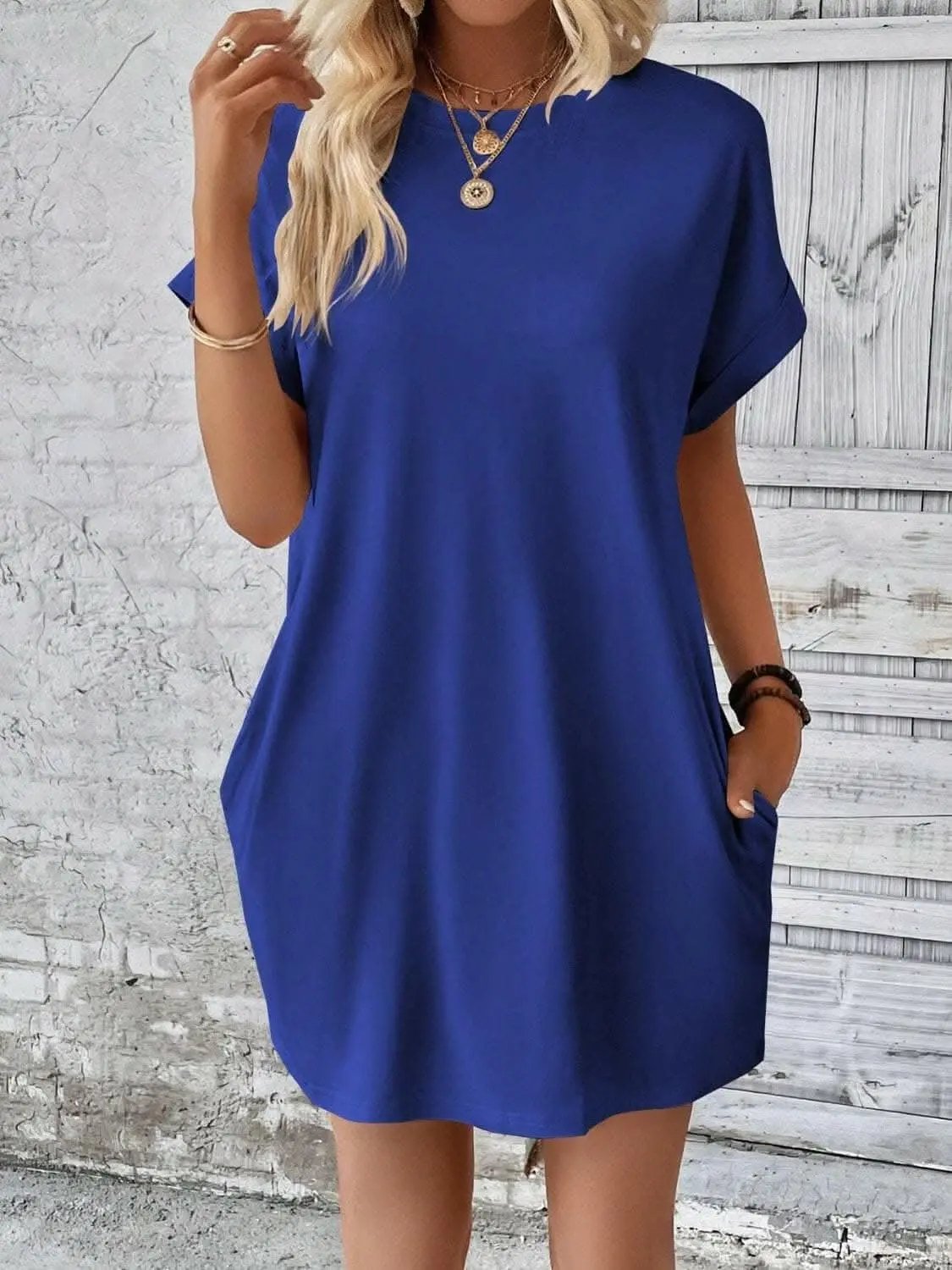 Chic round neck mini dress - Love Salve 