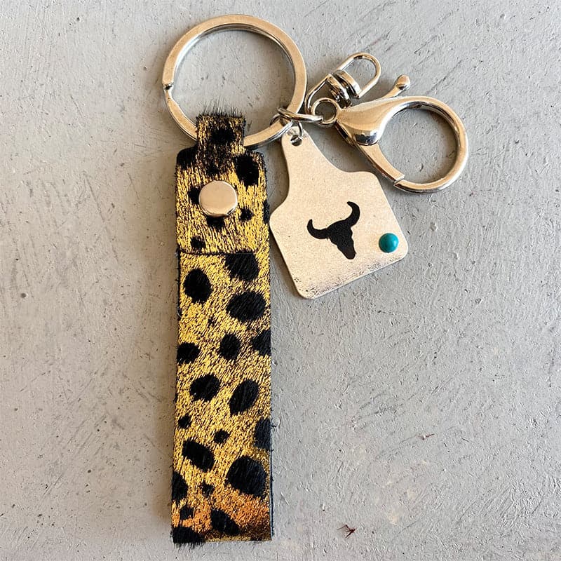 Genuine Leather Alloy Keychain.