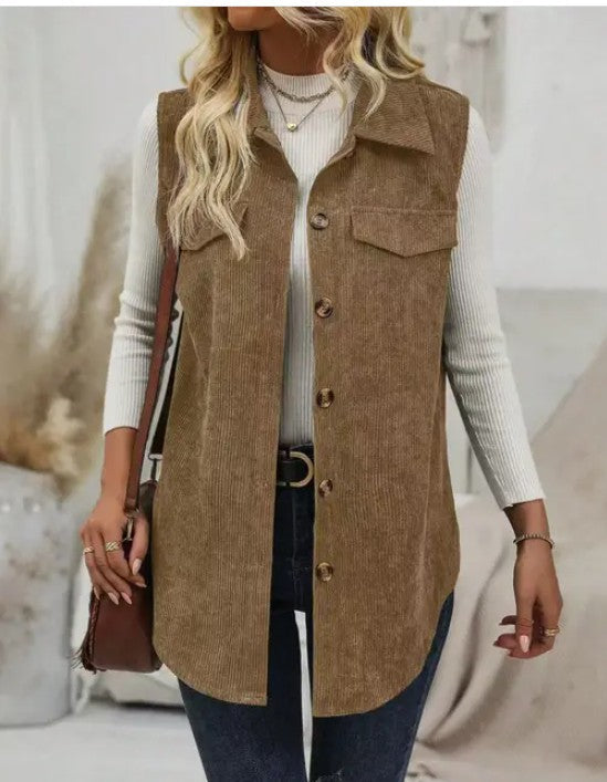 Corduroy Buttoned Vest Miss Sparkling
