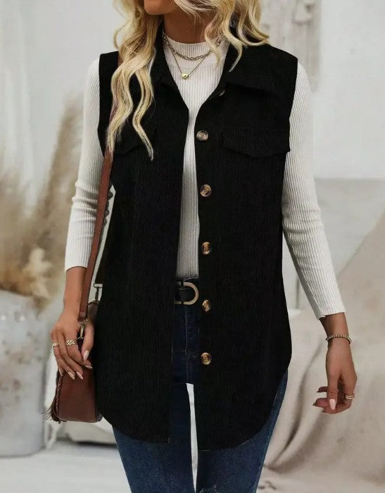 Corduroy Buttoned Vest Miss Sparkling
