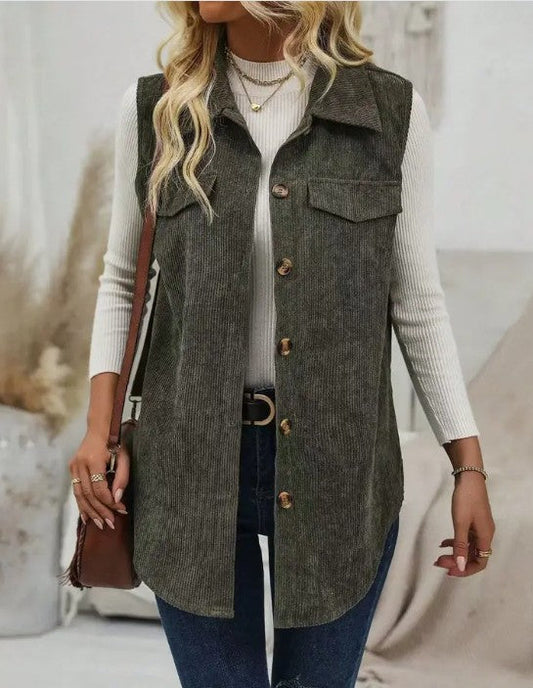 Corduroy Buttoned Vest Miss Sparkling