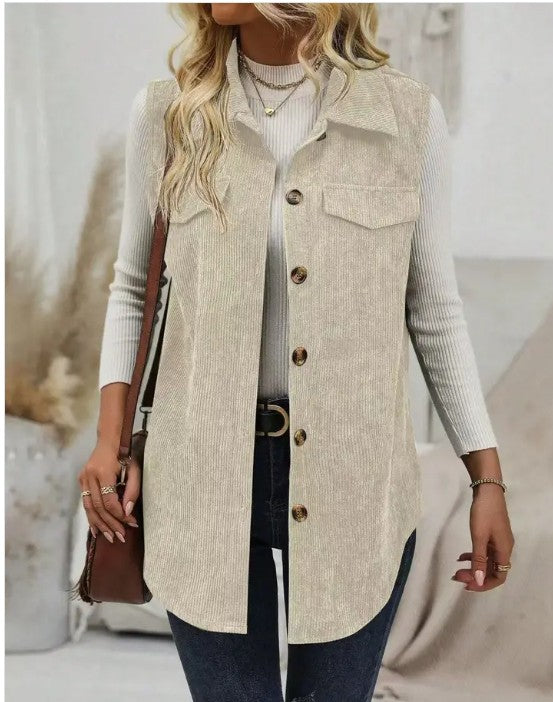 Corduroy Buttoned Vest Miss Sparkling